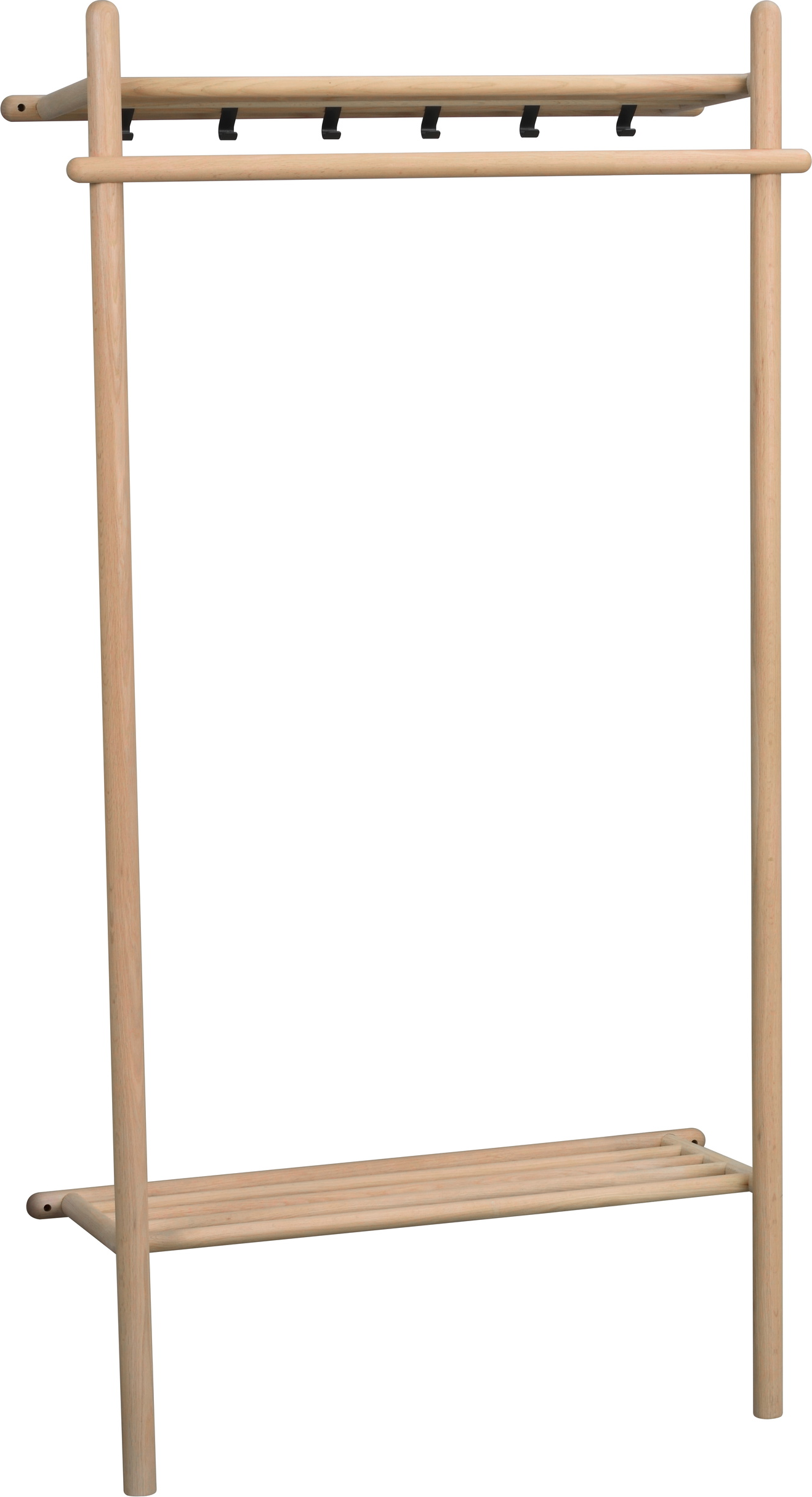 Knagerække Og Hattehylde Rowico Milford Massivt Egetræ Og Pulverlakeret Metal Eg Sort H181ã B91ã D39 Cm