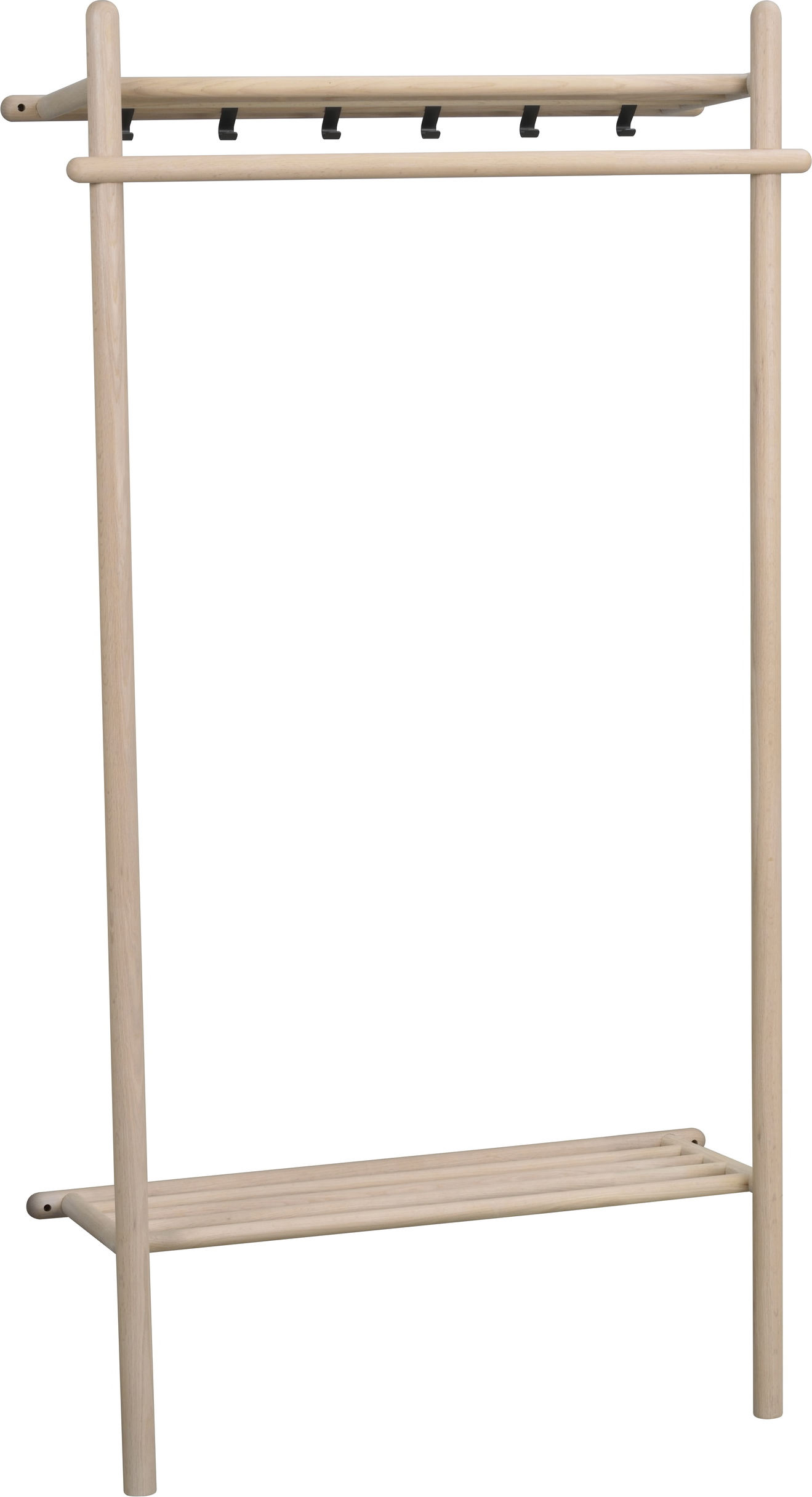 Knagerække Rowico Milford Hvidkalket Massivt Egetræ Sort Metal 181ã 91ã 39 Cm