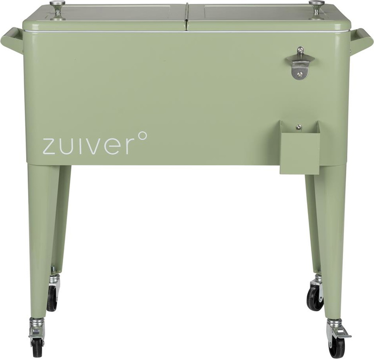 Køleboks Zuiver Be Støvet Grøn Polypropylenplast Til Indendørs   Udendørs Brug Med Hjul Og Flaskeåbner 84 5x39x78 Cm