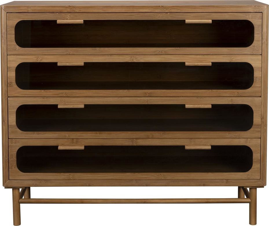 Kommode Dutchbone Caroun Bambustræ   Skuffer Kulsort Retro H88xb105xd38 Cm