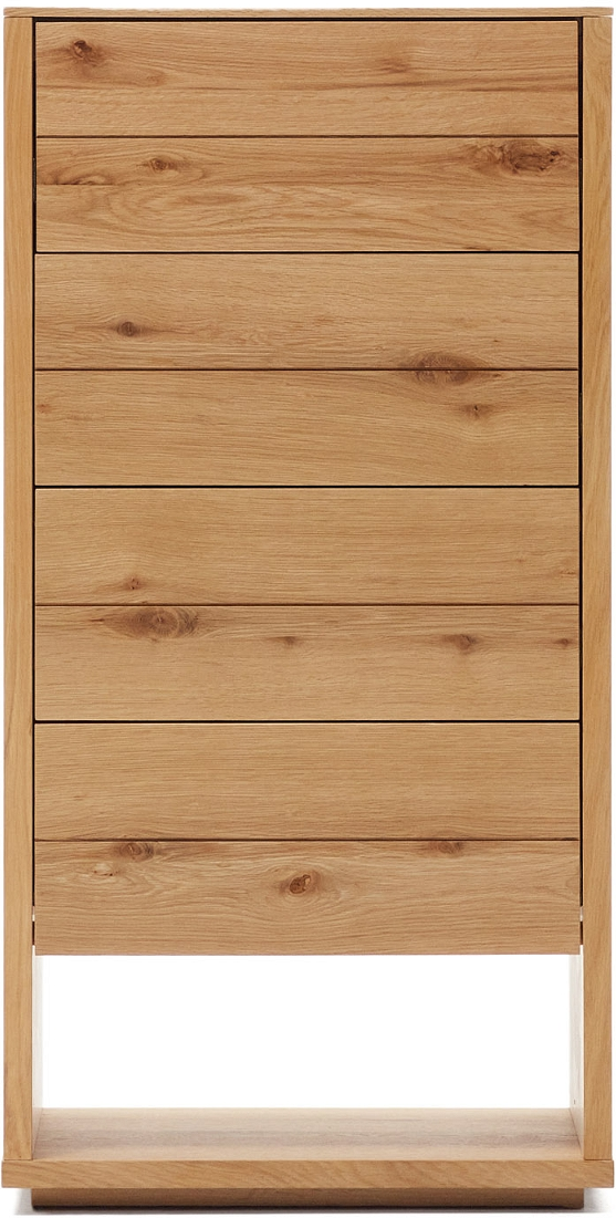 Kommode Kave Home Alguema Natur Egetræsfiner 120x60x40 Cm   Skuffer Push-to-open Moderne Nordisk
