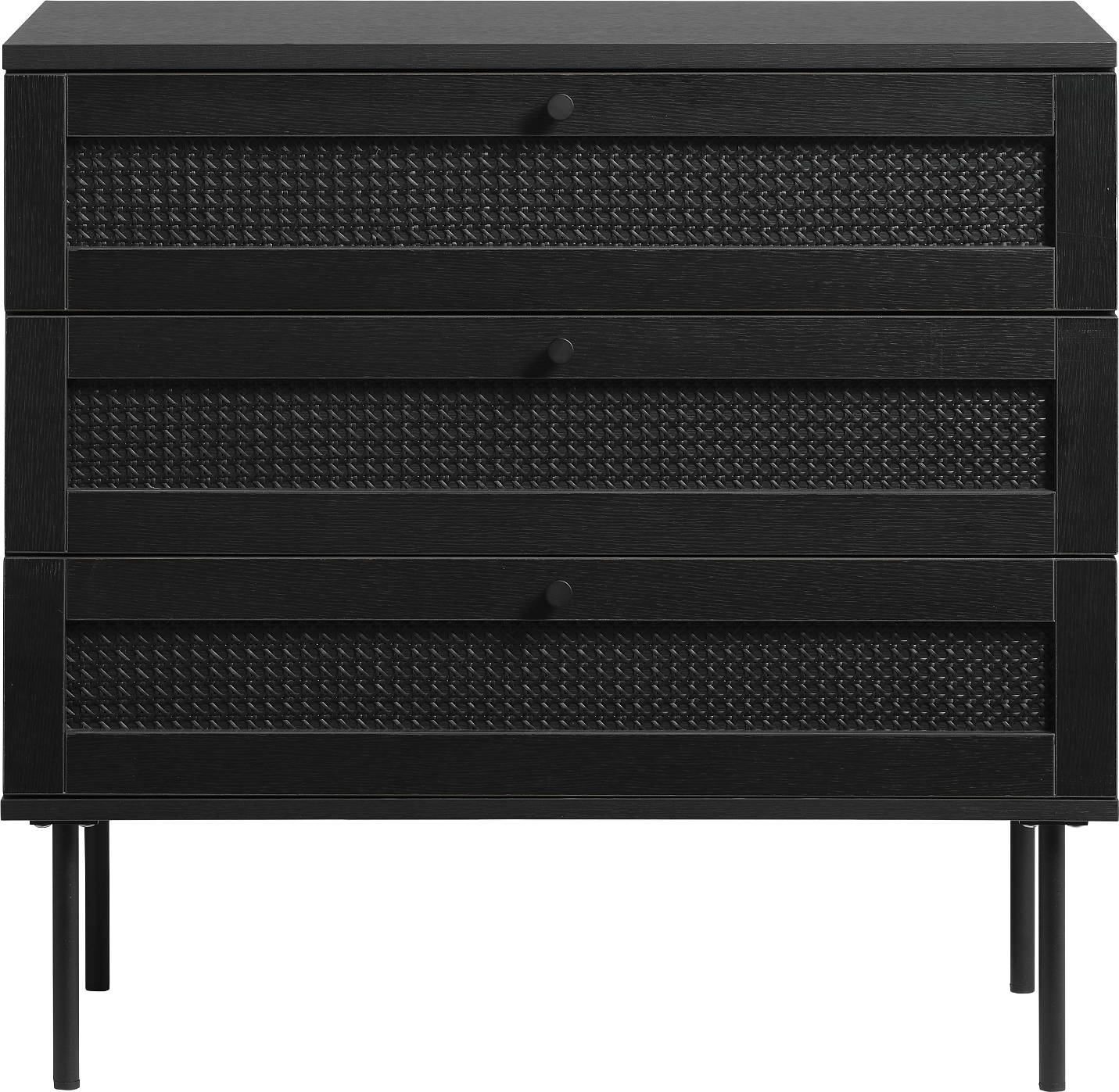 Kommode Nordique Design Pensacola Sort Eg-melamin 75x40x80 Cm Med   Skuffer Og Metalben
