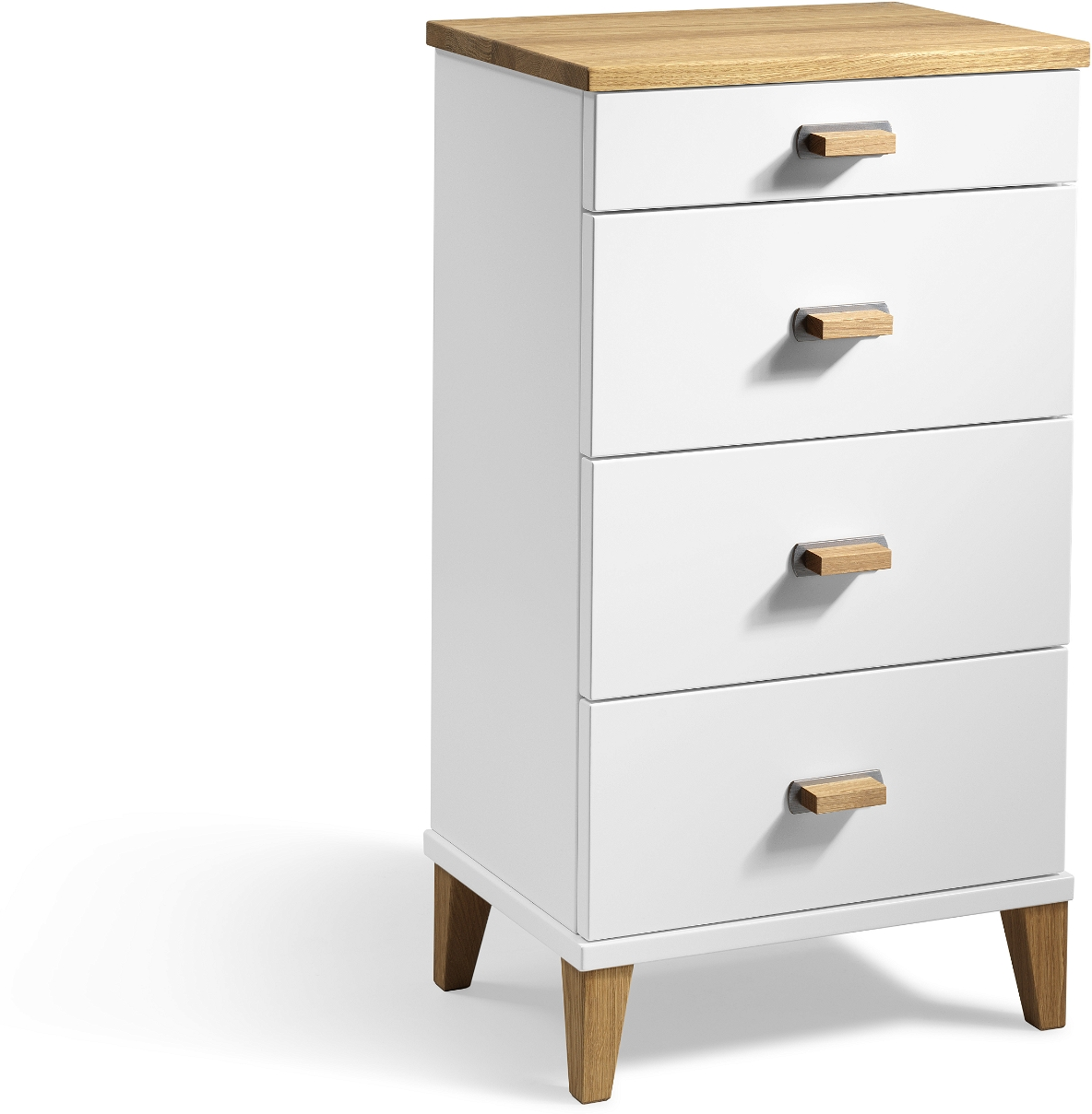 Kommode Oscarssons Möbel Malva   Hvidlakeret Med Olieret Egetræ    Skuffer  H76ã B40ã D31 Cm