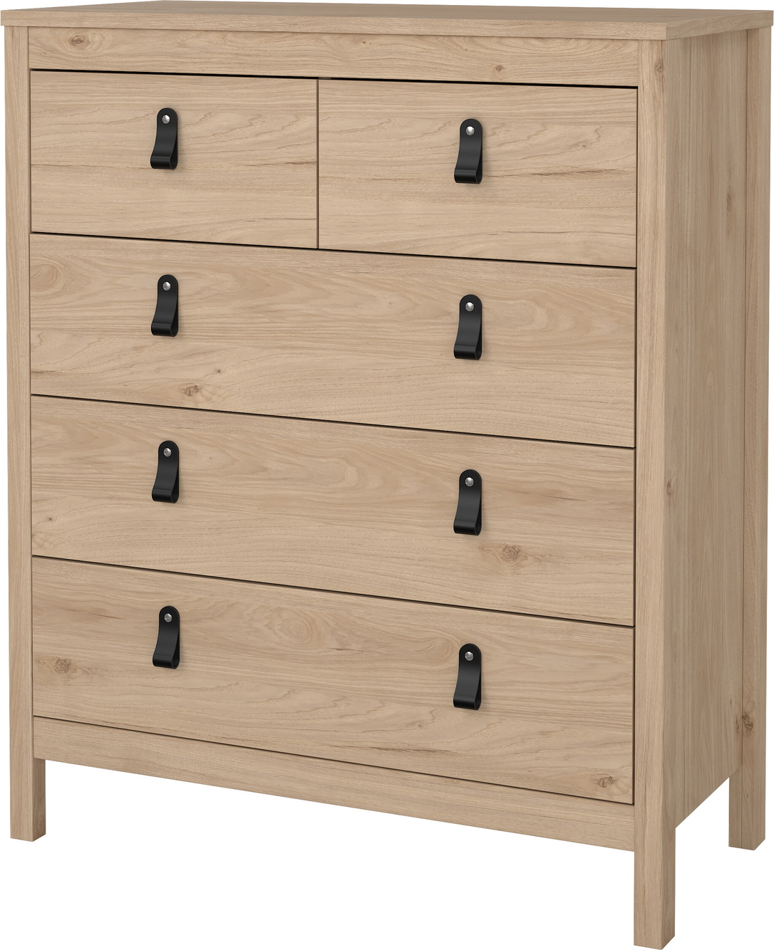 Kommode   Skuffer Vesterholm Lunor  Jackson Hickory  Dansk Fsc-træ  Læder Metal Greb