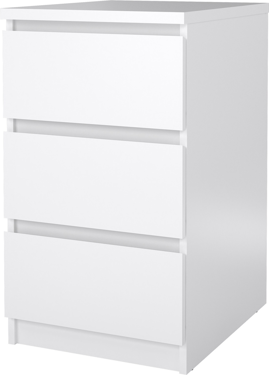 Kommode Vesterholm Naia Hvid Højglans   Skuffer Håndtagsfri Natbord Opbevaring Fsc Dansk H70ã B40ã D50 Cm