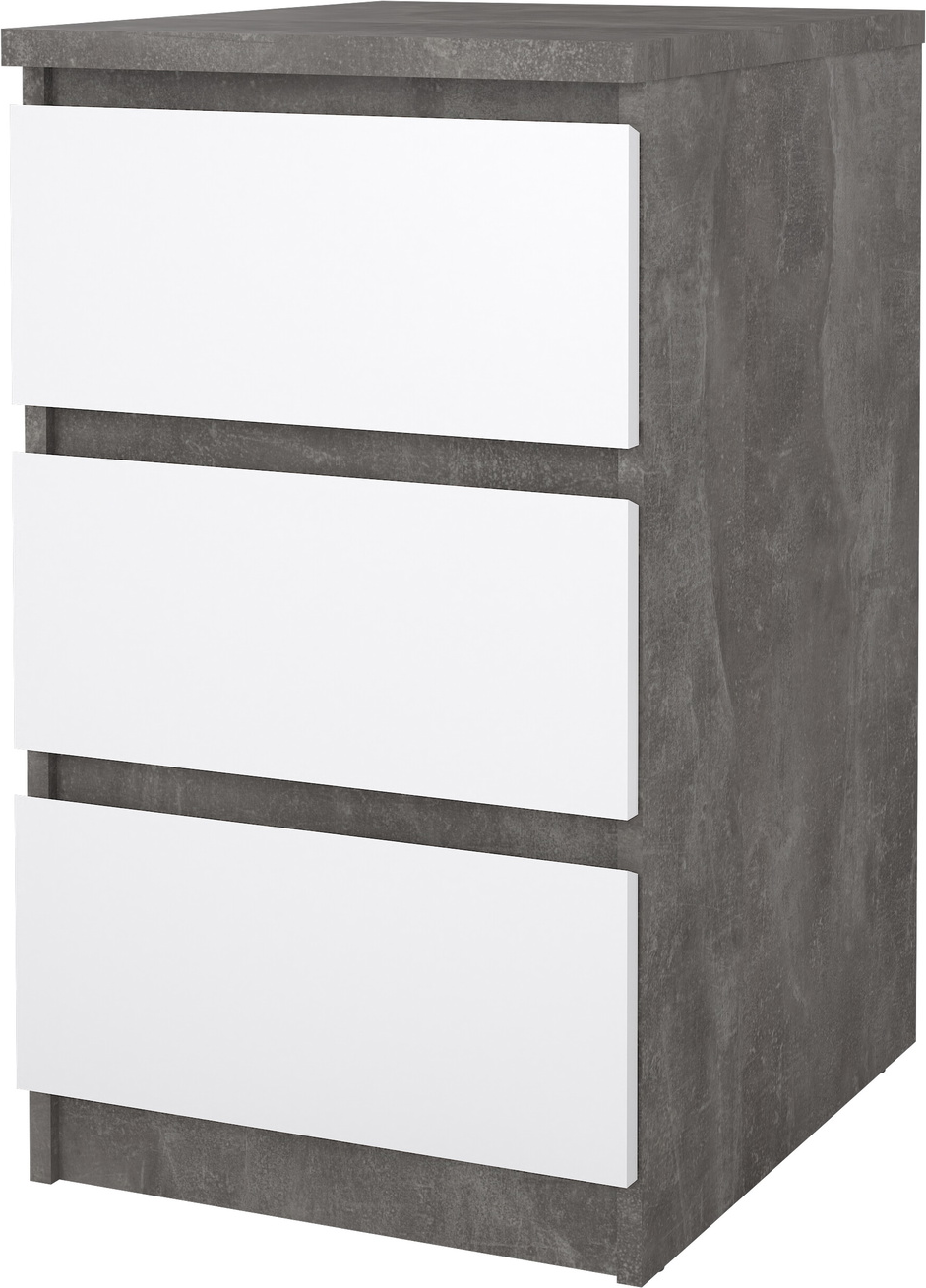 Kommode Vesterholm Naia   Skuffer Oxid Beton Hvid Højglans H70ã B40ã D50 Cm Natbord Fsc