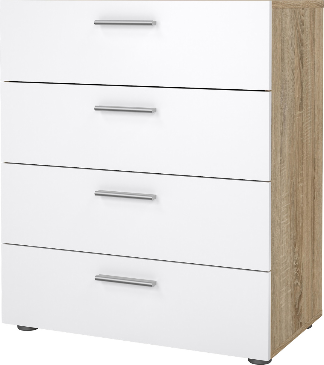 Kommode Vesterholm Pepe    Skuffer   Natur Egetræsstruktur   Hvid Højglans  Fsc  H82   B70   D40 Cm
