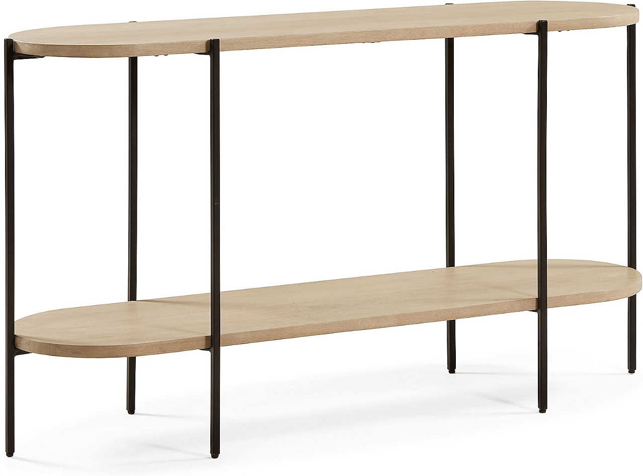Konsolbord Kave Home Palmia   Massivt Mangotræ Med Sort Metalramme 140   40   81 Cm