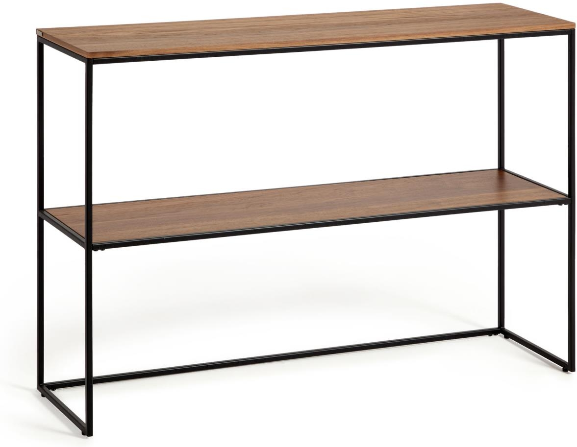 Konsolbord Kave Home Yoana Mat Sort Metal Med Valnøddefiner 120x30x80 Cm