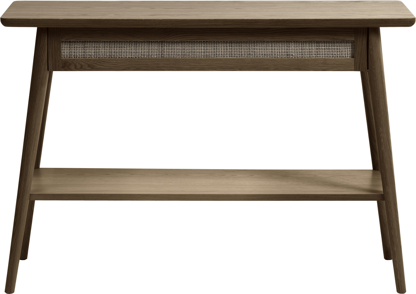 Konsolbord Nordique Design Barrali   Røget Egetræ Med Rattan-skuffe Og Hylde H75ã B40ã L110 Cm