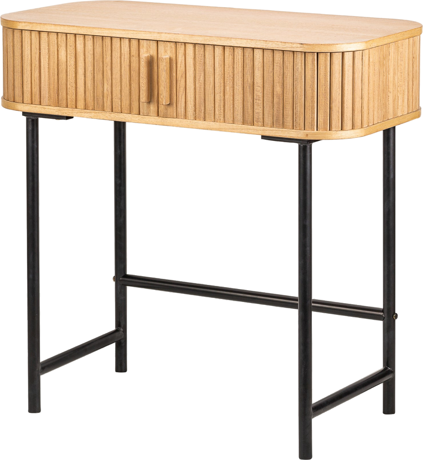 Konsolbord Sidebord Nordlys Furniture Nagano Fsc-certificeret Asketræsfinér Natur Med Sort Metalstel H79xb80xd40 Cm