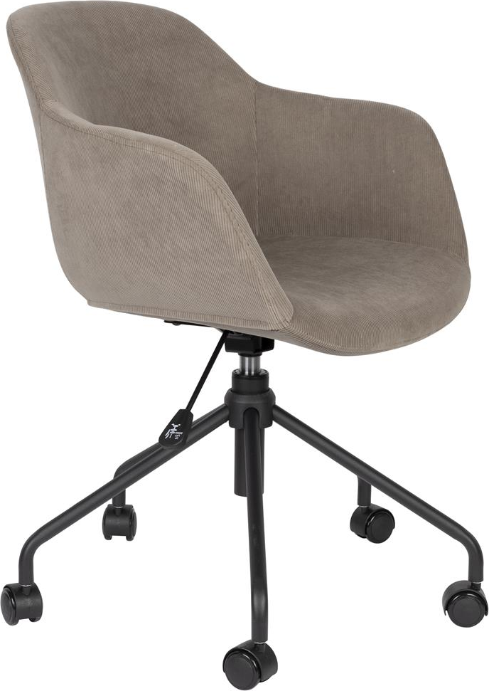 Elegant stengrå kontorstol med armlæn og hjul - Tilbud!