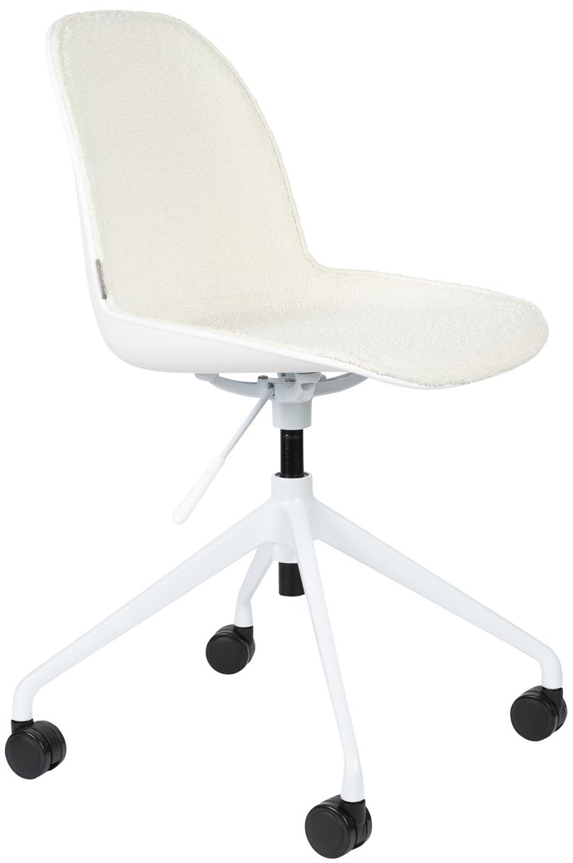 Elegant Offwhite Kontorstol med Justerbar Ryg og Hjul