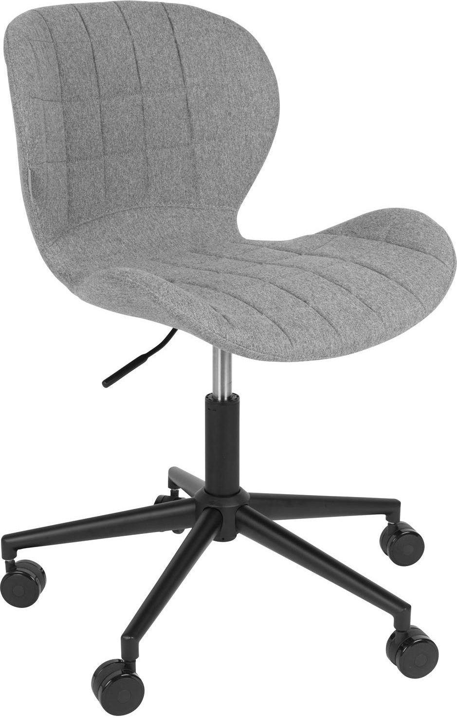 Kontorstol Zuiver Omg Grå Polstret Polyester Med Justerbar Højde Hjul Og Sort Jernramme