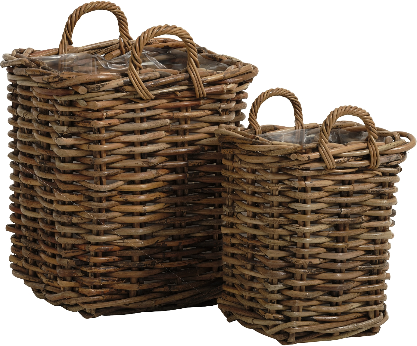 Kurvesæt Firkantede Opbevaringskurve Nordique Design Calais   Stk Håndvævet Rattan Natur 50x50x50 Cm
