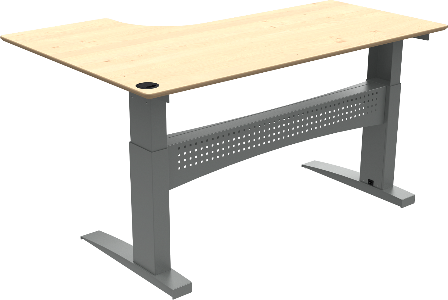 -form Hæve- Sænkebord Sidde- Og Ståbord Zennord Flexdesk Ahorn Sølv 120x180 Cm Højde 65-122 Cm