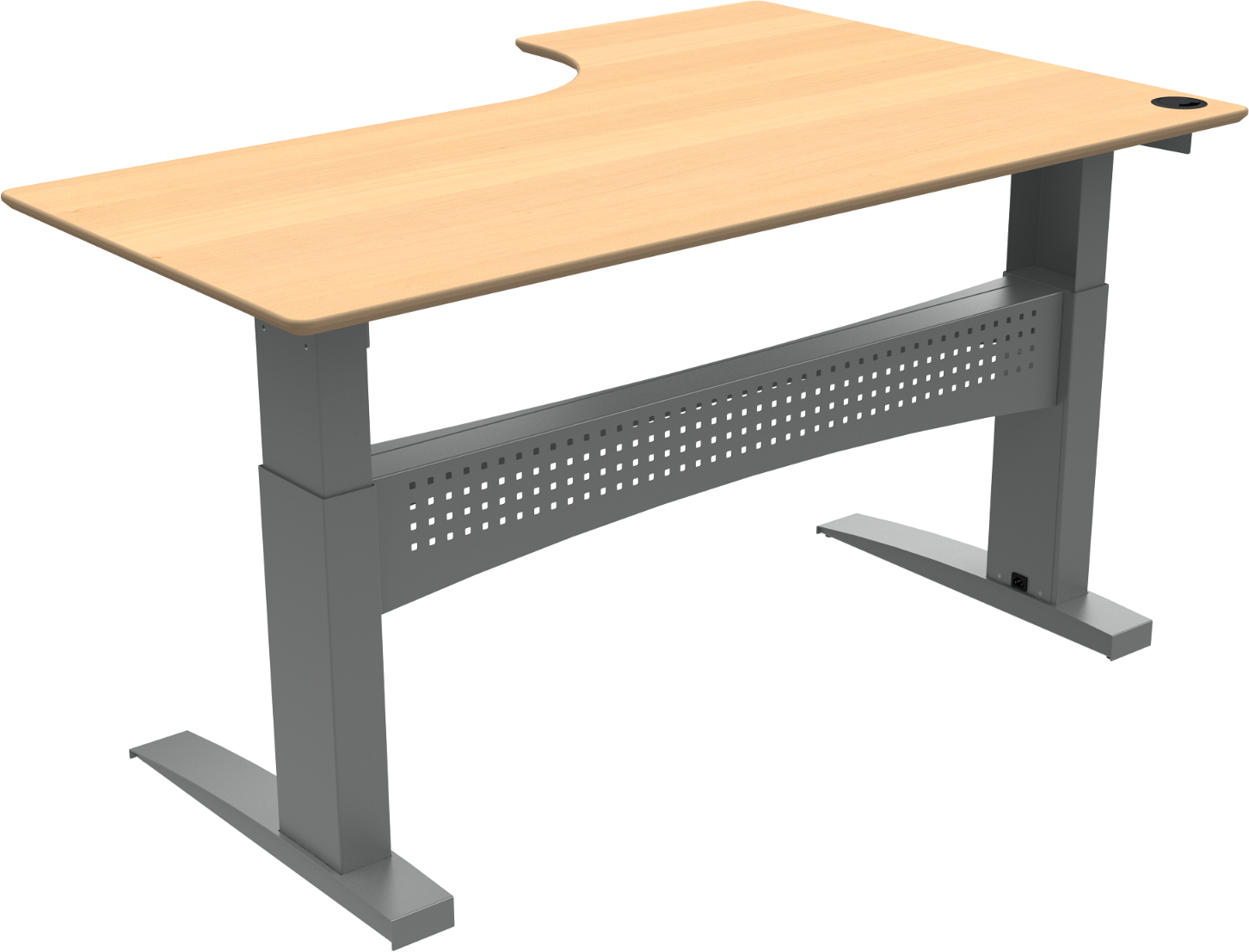 -formet To-bens Hæve- Sænkebord Zennord Flexdesk Natur Bøg Sølv 180   120 Cm