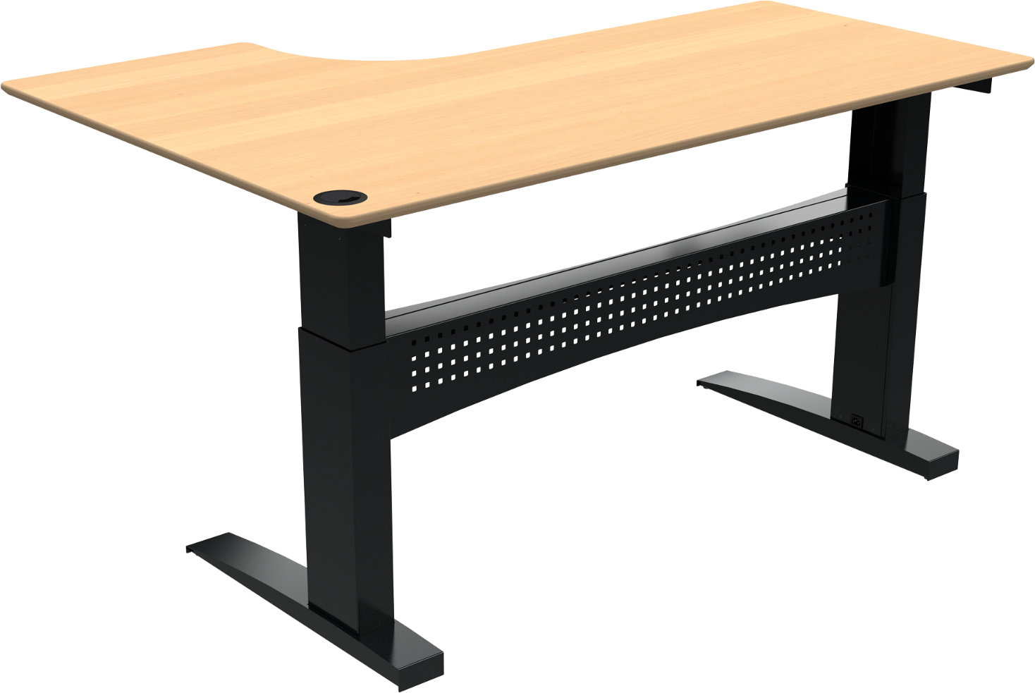 -formet To-bens Hæve- Sænkebord Zennord Flexdesk Natur Sort Bøg 180x120 Cm H65-122 Cm