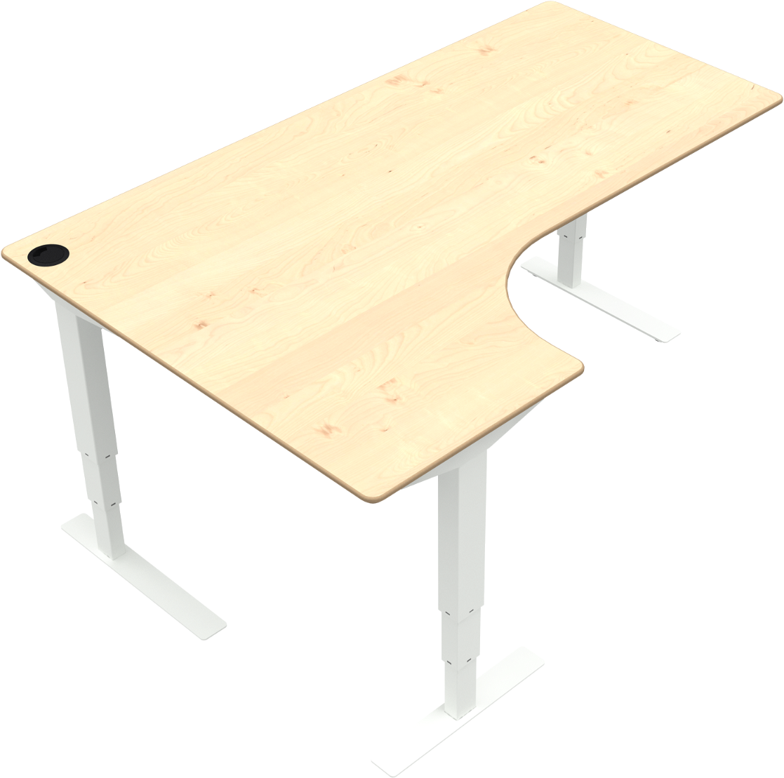 -formet To-bens Hæve- Sænkebord Zennord Versastand 501-37 Venstrevendt Ahorn Natur-hvid H57-122 Cm