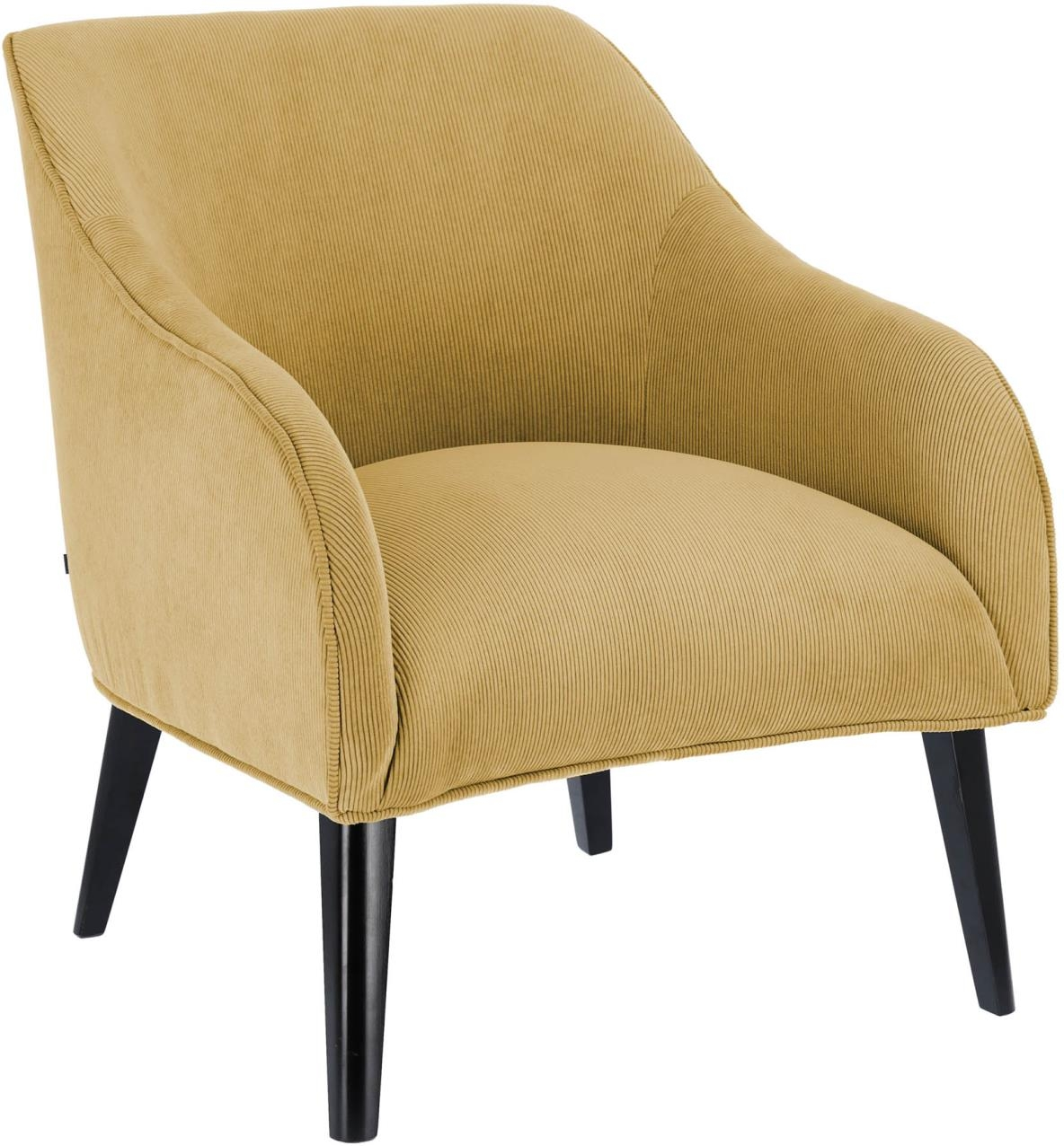 Lænestol Kave Home Bobly Sennepsgul Corduroy Salonstol Med Bøg Wenge Ben