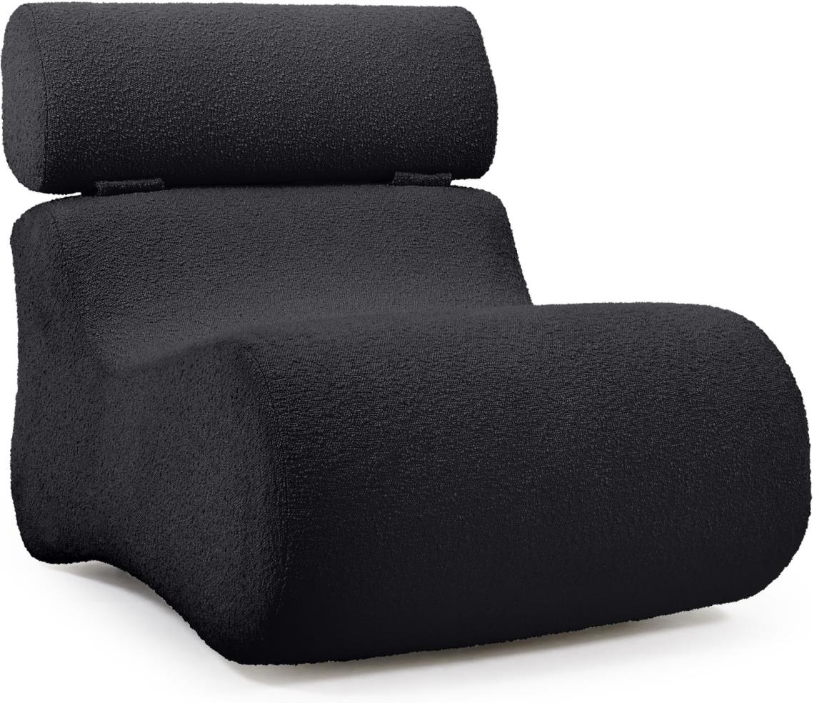 Lænestol Kave Home Club   Sort Shearling Stof   Moderne Polstret Loungestol