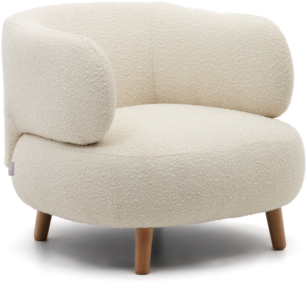 Lænestol Kave Home Luisa Hvid Fleece Med Bøgetræsben H68ã B78ã L80 Cm