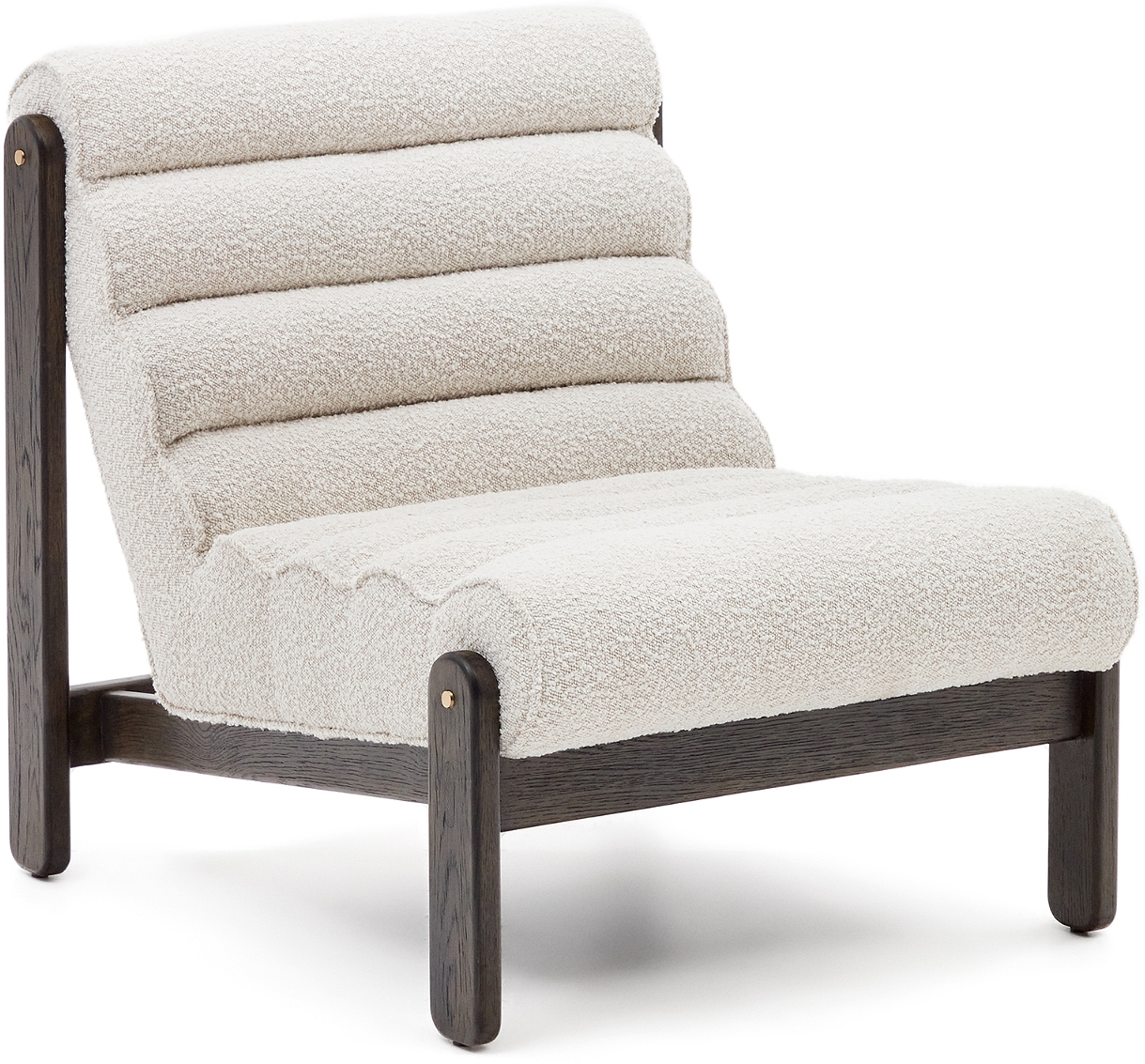 Lænestol Kave Home Magira Lounge-stol Hvid Shearling Med Massivt Egetræ Og Moderne Nordisk Design