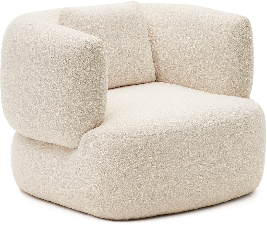 Lænestol Kave Home Martina Hvid Shearling-polstring Genanvendt Polyester H76ã B102ã L106 Cm