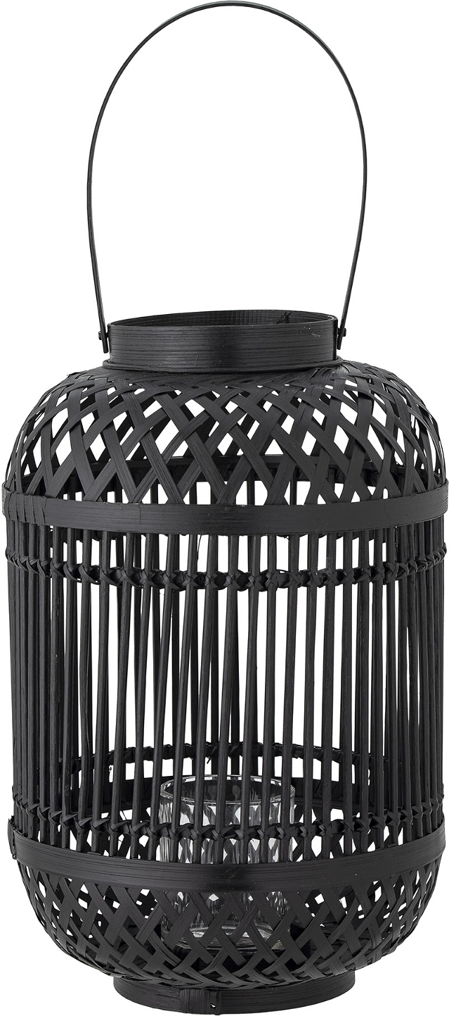 Lanterne Bloomingville Tilla Sort Bambus Med Glasindsats ø33 H40 Cm