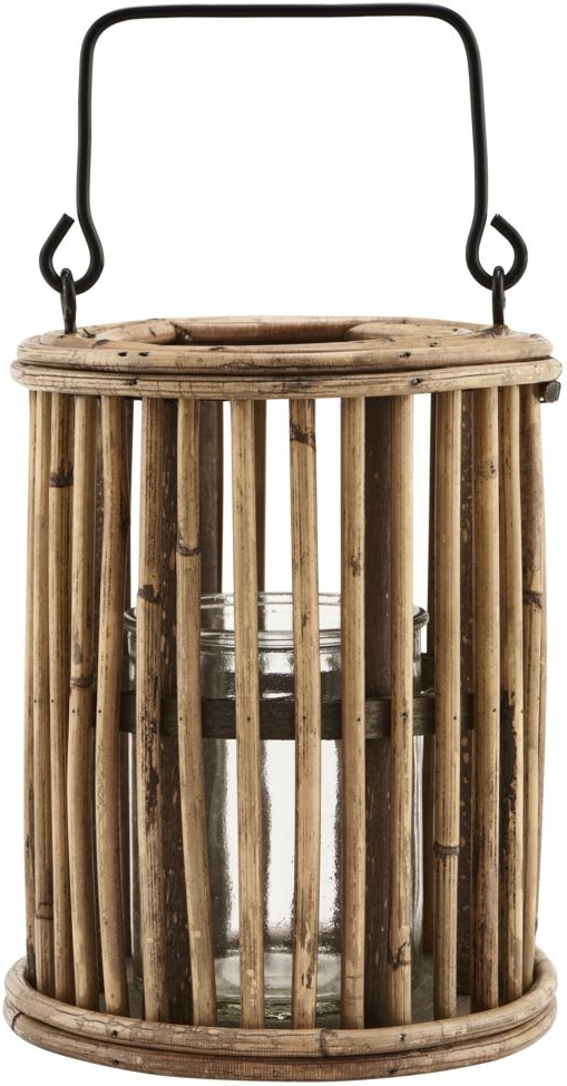 Stilfuld Ova Lanterne i Rattan og Glas - Naturstil Tilbud!
