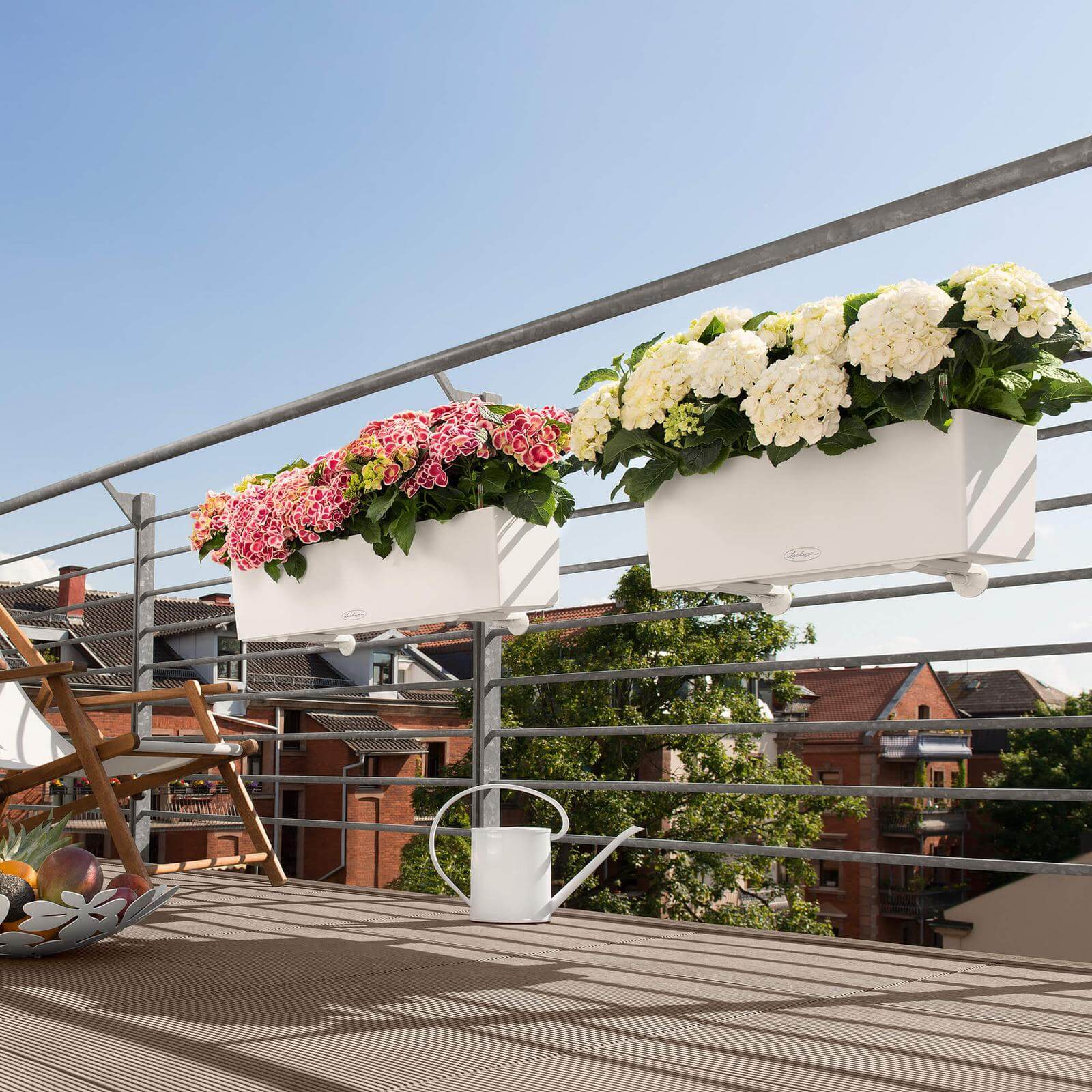 Lechuza Balconera Color Udendørs Krukke Til Blomster Med Selvvandingssystem  Hvid 80   19   H19 Cm