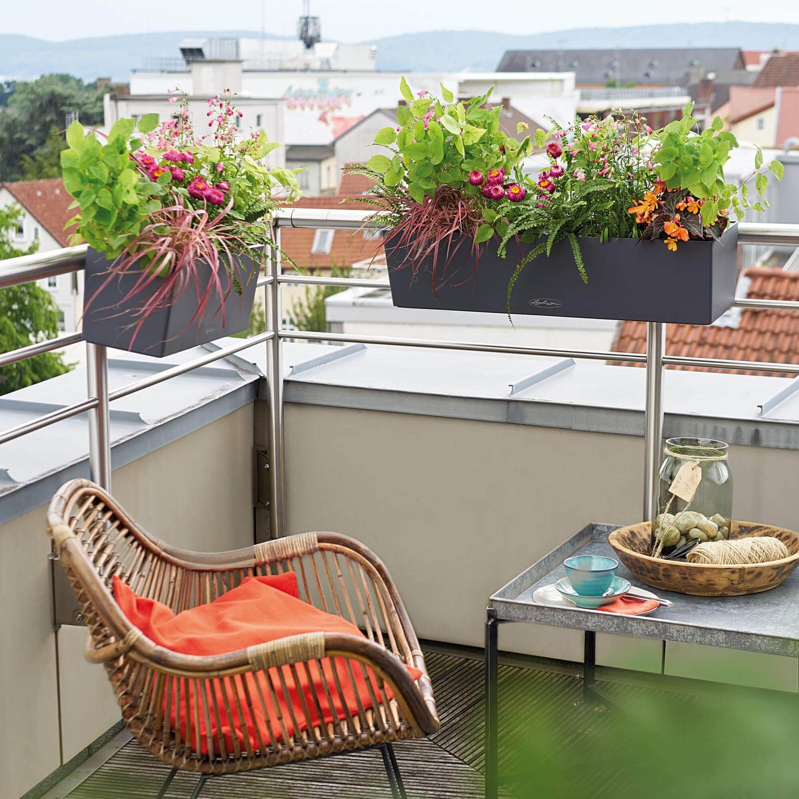 Lechuza Balconera Color Udendørs Krukke Til Blomster Med Selvvandingssystem  Slate 80   19   H19 Cm