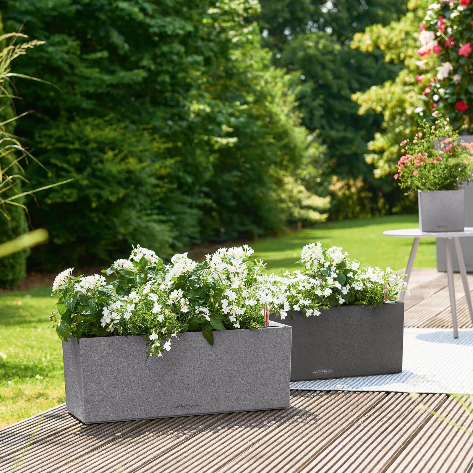 Lechuza Balconera Stone Udendørs Krukke Til Blomster Med Selvvandingssystem  Stone Gray 80   19   H19 Cm