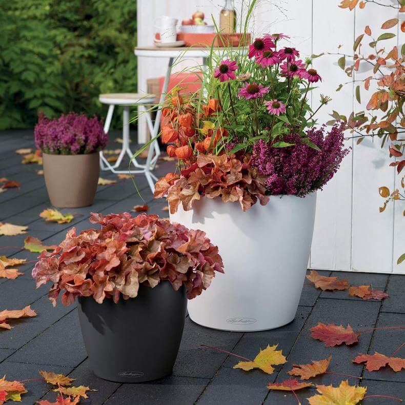 Lechuza Classico Color Krukke Til Blomster Med Selvvandingssystem  Hvid ø43   H40 Cm