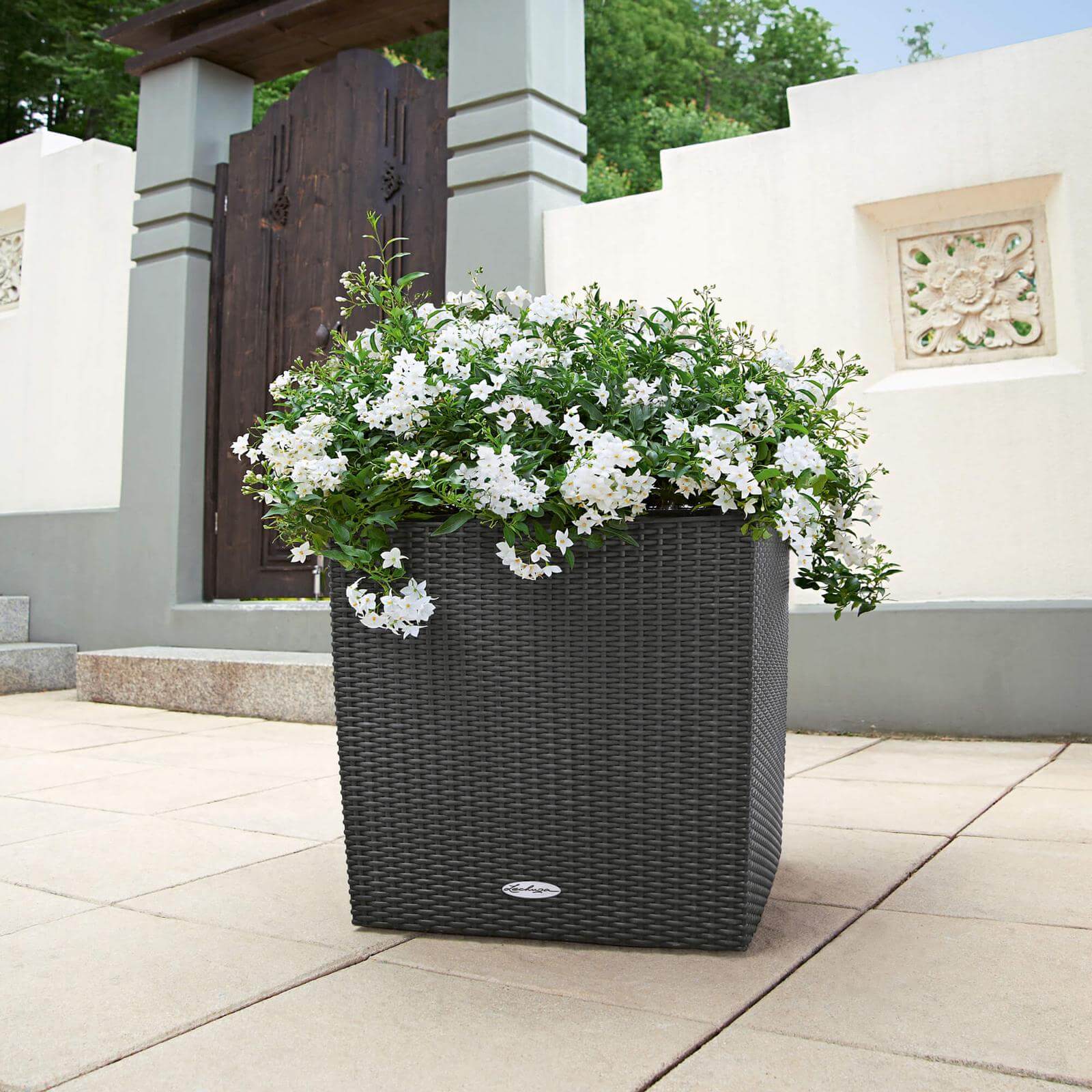 Lechuza Cube Cottage Udendørs Krukke Til Blomster Med Selvvandinssystem  Granit 30   30   H30 Cm