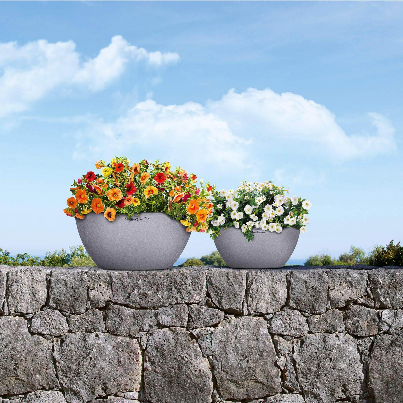 Lechuza Cubeto Stone Udendørs Krukke Til Blomster Med Selvvandingssystem  Stone Gray ø30xh13 Cm