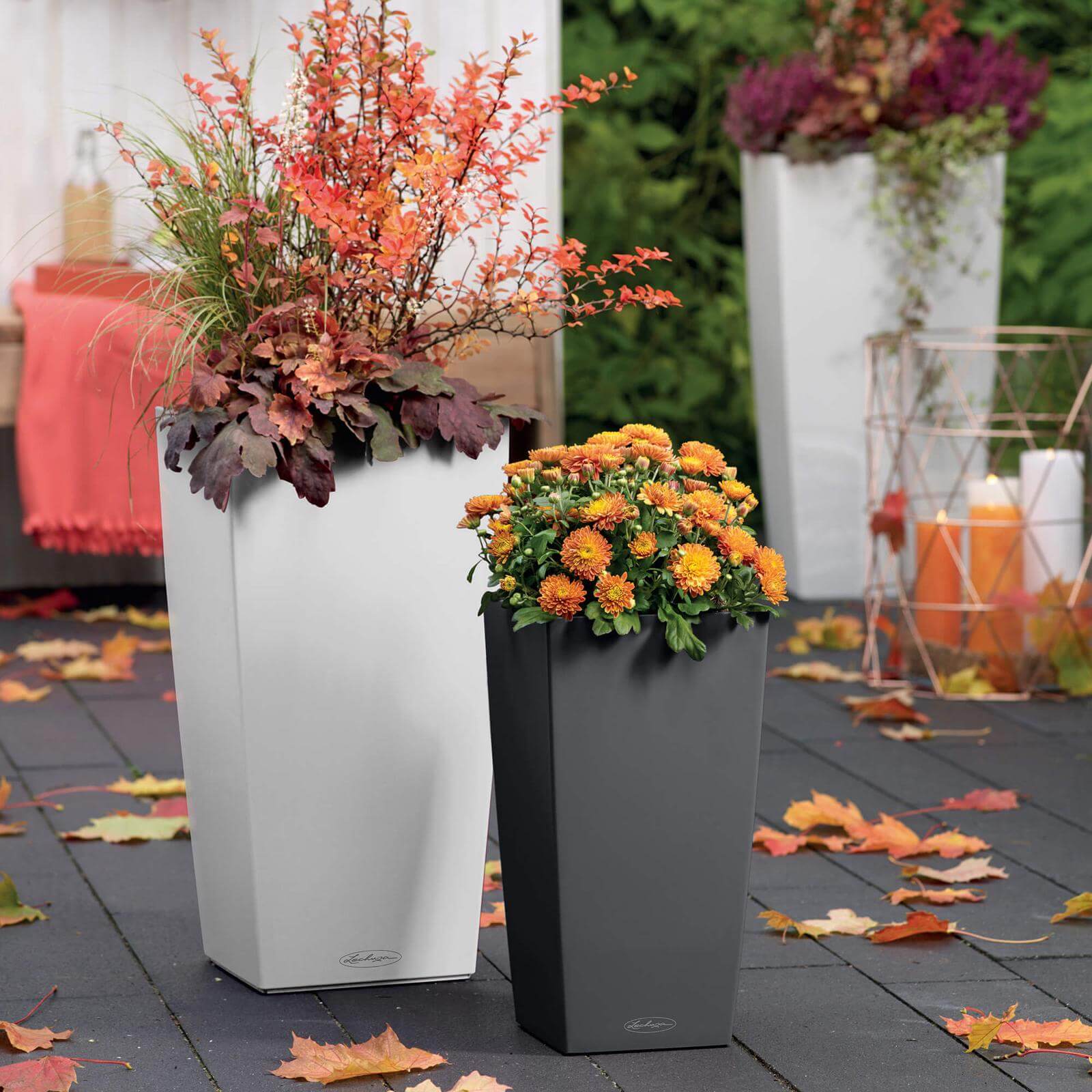 Lechuza Cubico Color Krukke Til Blomster Med Selvvandingssystem  Slate 22   22   H41 Cm