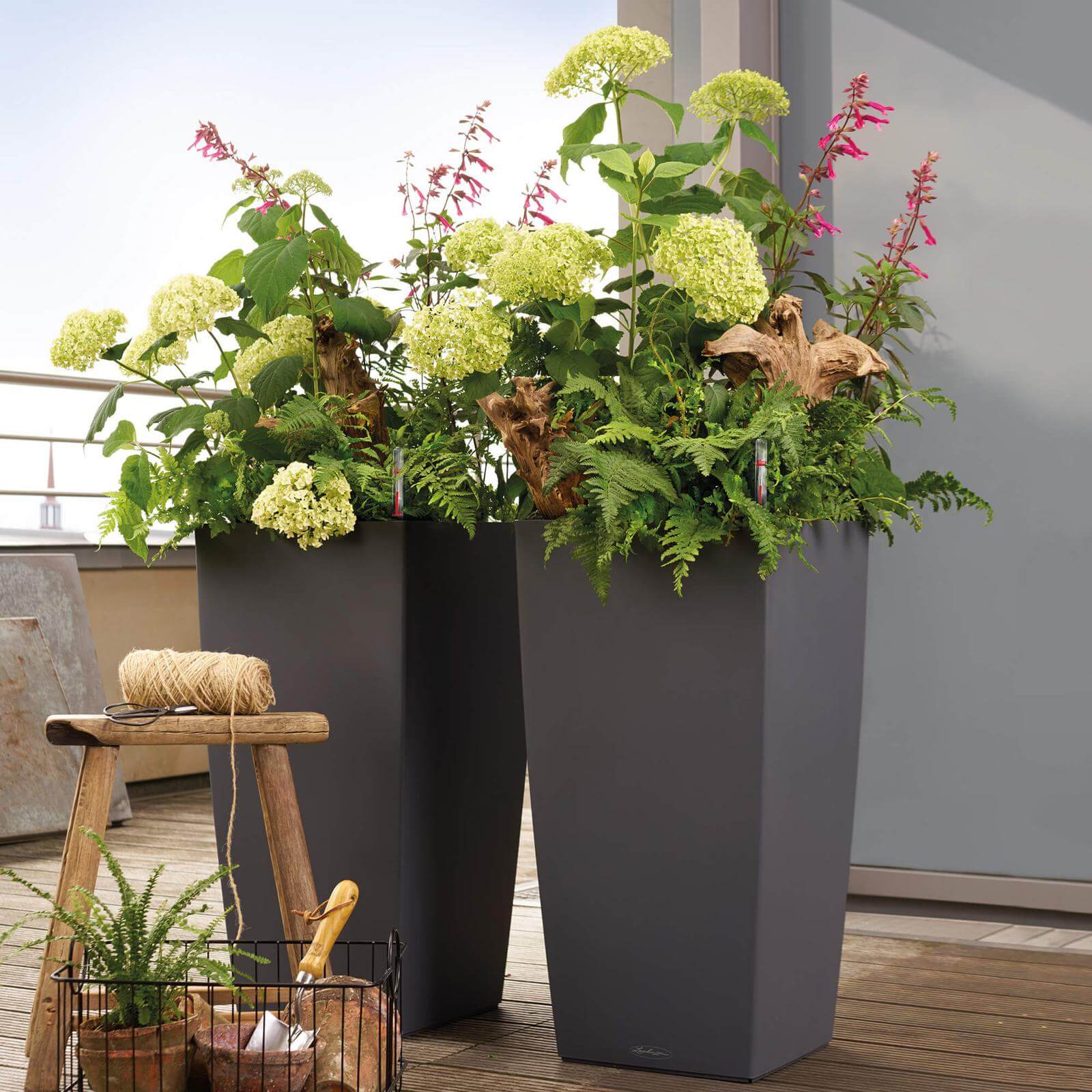Lechuza Cubico Color Krukke Til Blomster Med Selvvandingssystem  Slate 40   40   H75 Cm