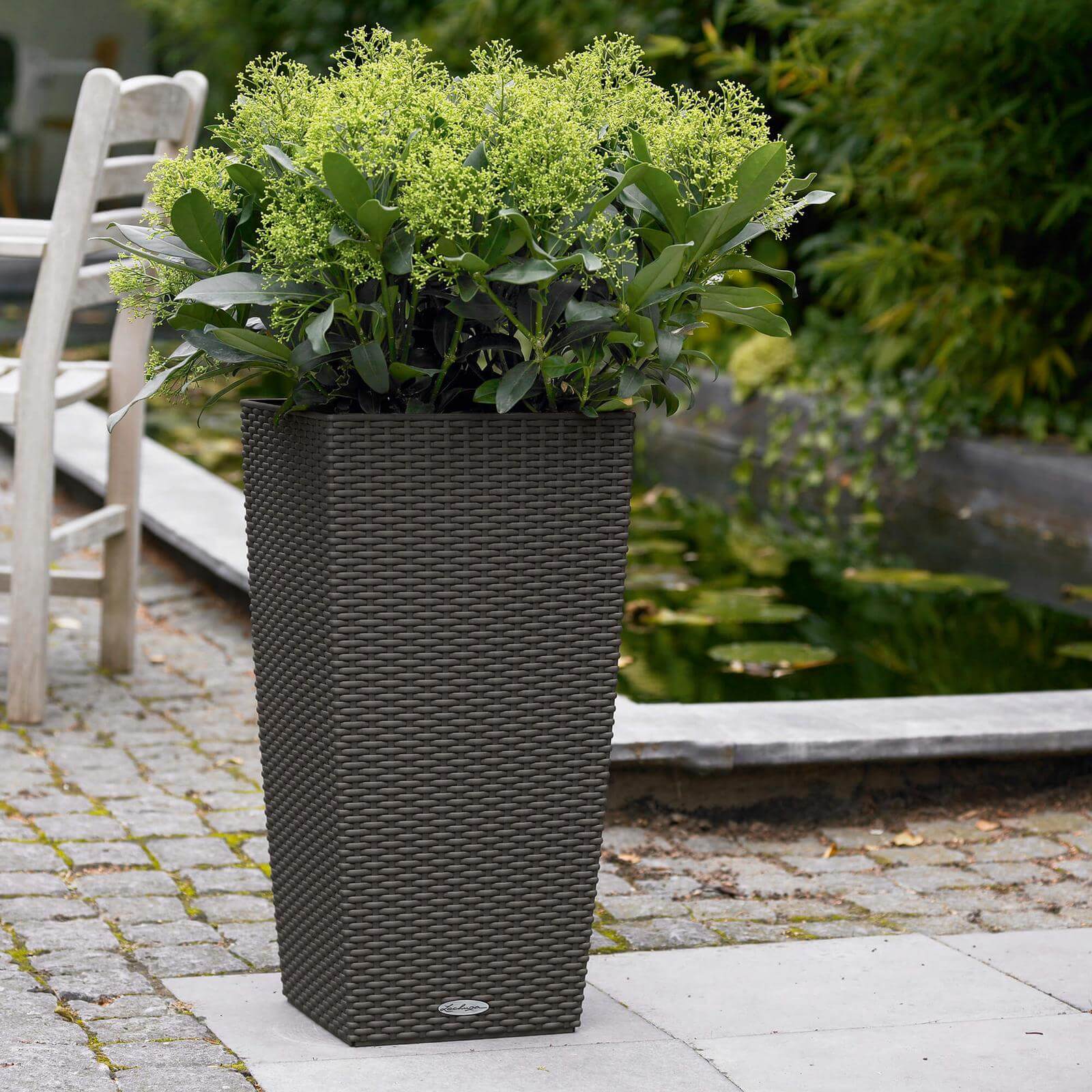 Lechuza Cubico Cottage Udendørs Krukke Til Blomster Med Selvvandingssystem  Sort 40   40   H75 Cm