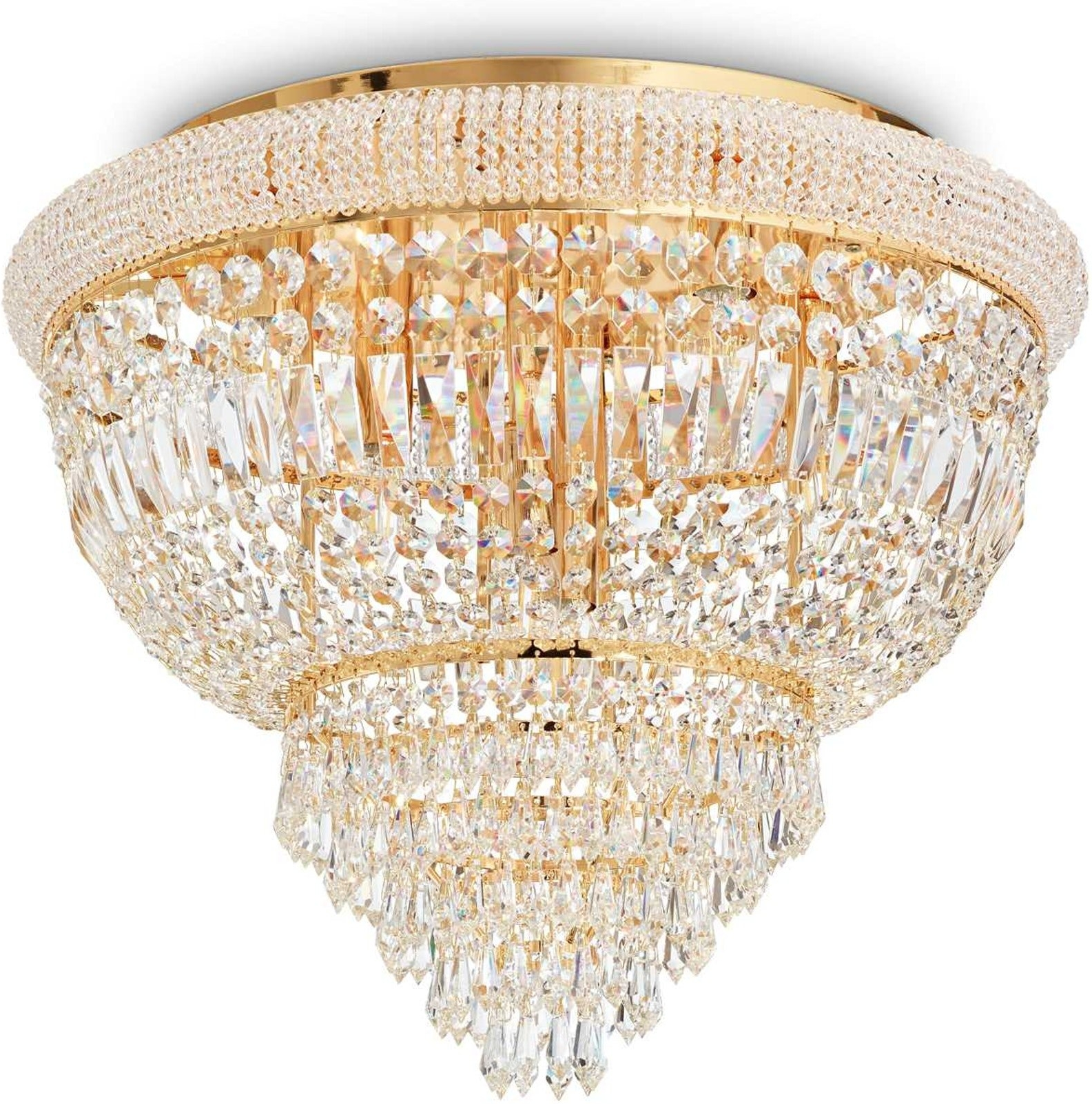 Elegant Loftlampe i Messing med Krystaller - Ideal Lux Dubai