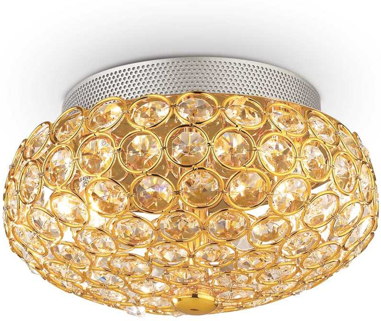 Elegant Guld Loftlampe med Glaskrystaller - Luksus Belysning