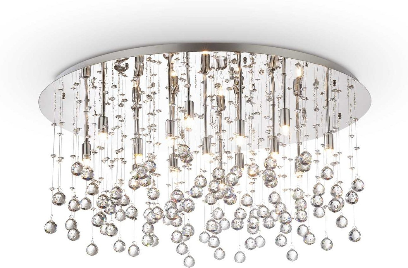 Loftlampe Ideal Lux Moonlight Ø80 cm i Krom med Krystaller