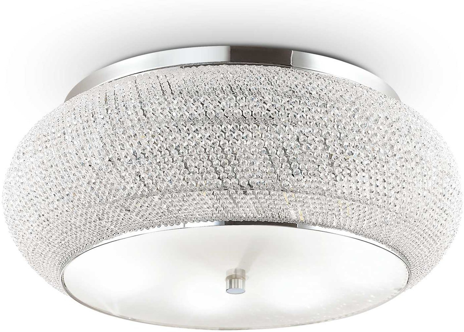 Loftlampe Ideal Lux Pasha med Krystalperler og Kromfinish