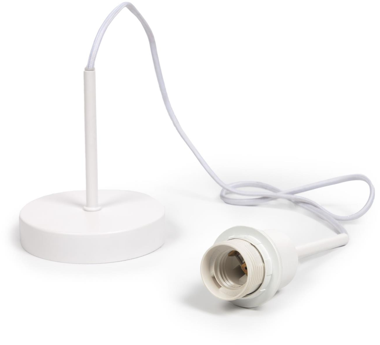 Loftlampeophæng Kave Home Fulvia Hvid Metal Lampefatning Med Stofkabel E27