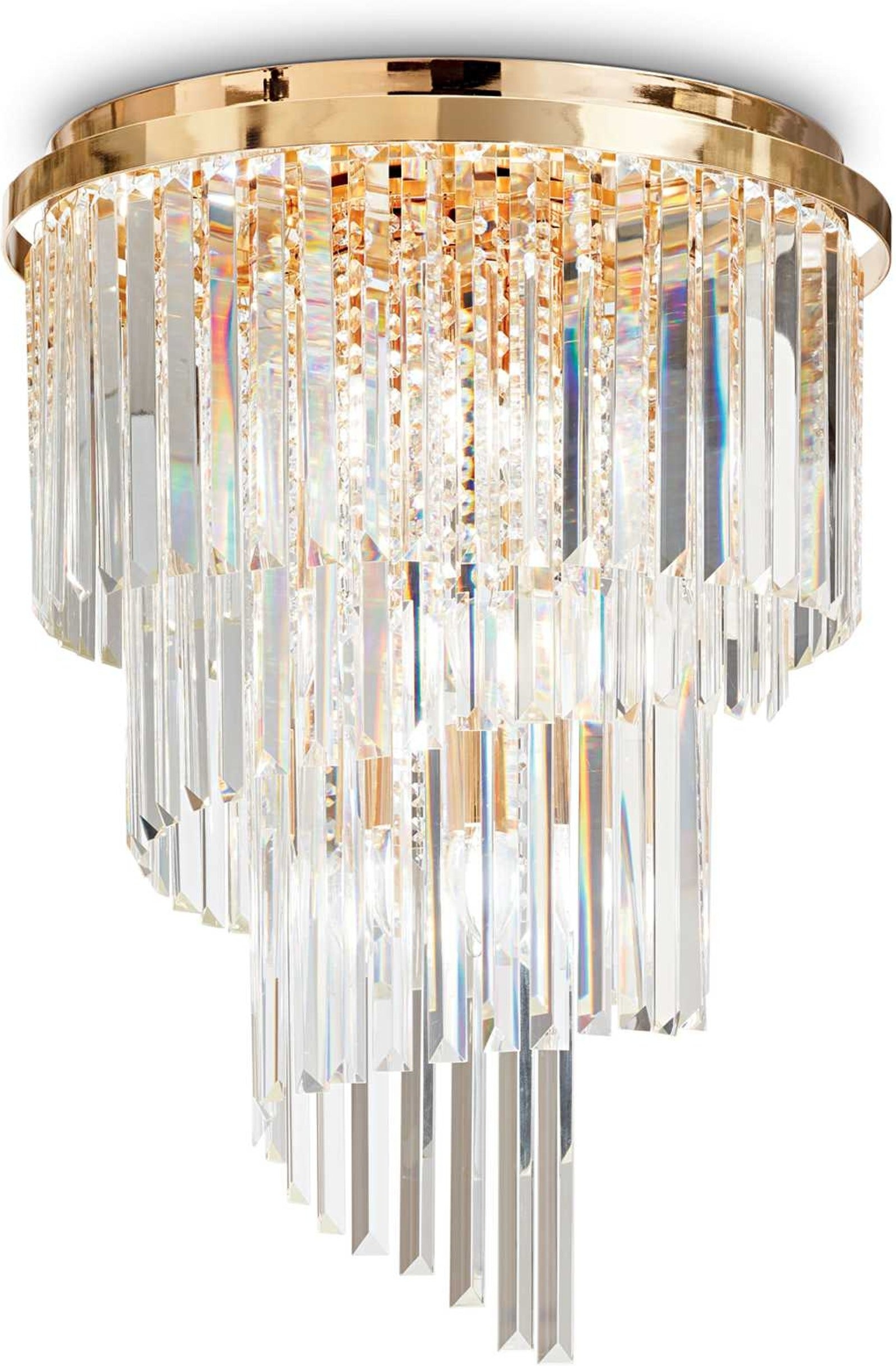 Loftslampe i Guld fra Ideal Lux Carlton med 12 E14-fatninger