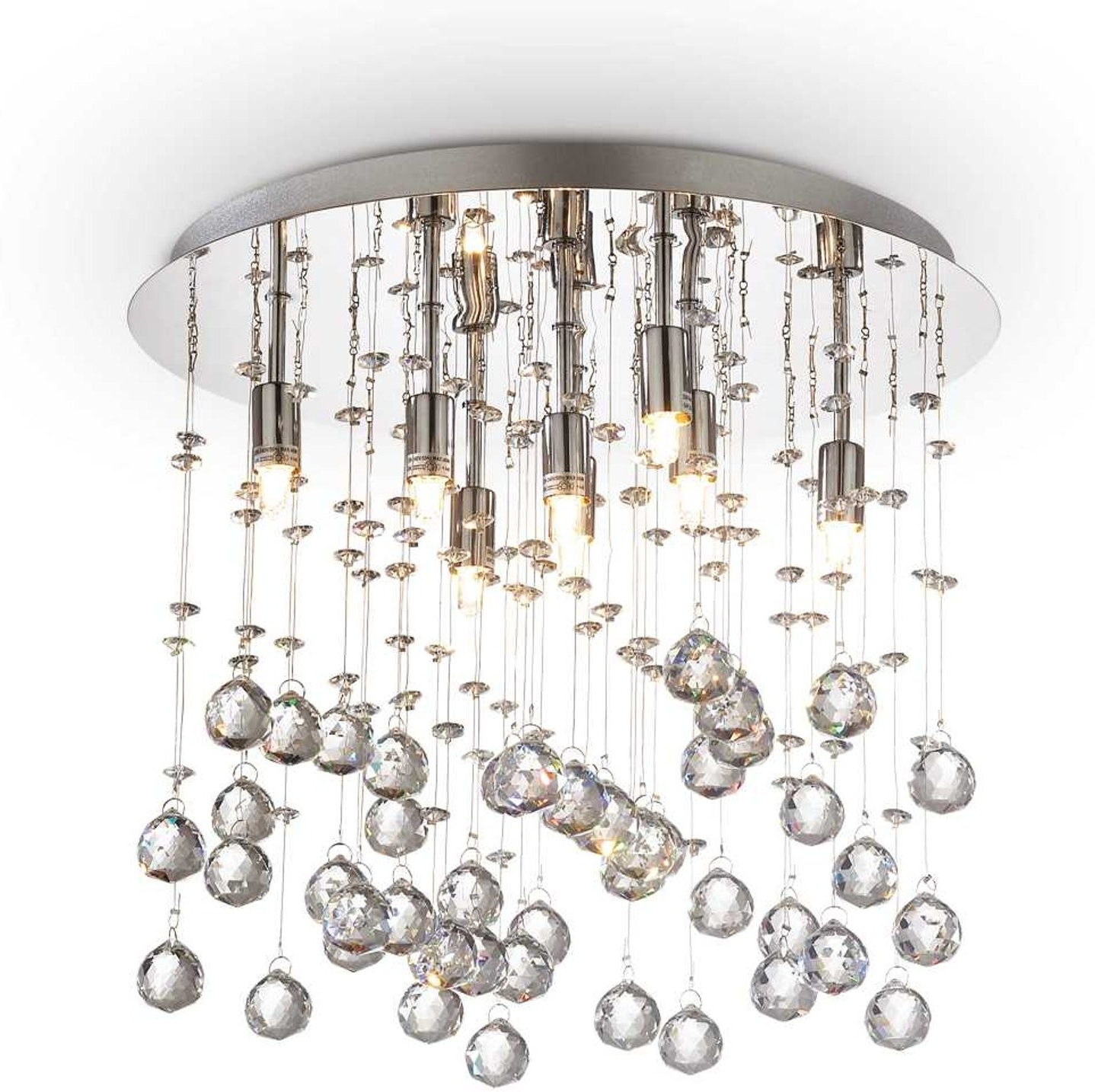 Elegant loftslampe i krom med krystaller fra Ideal Lux