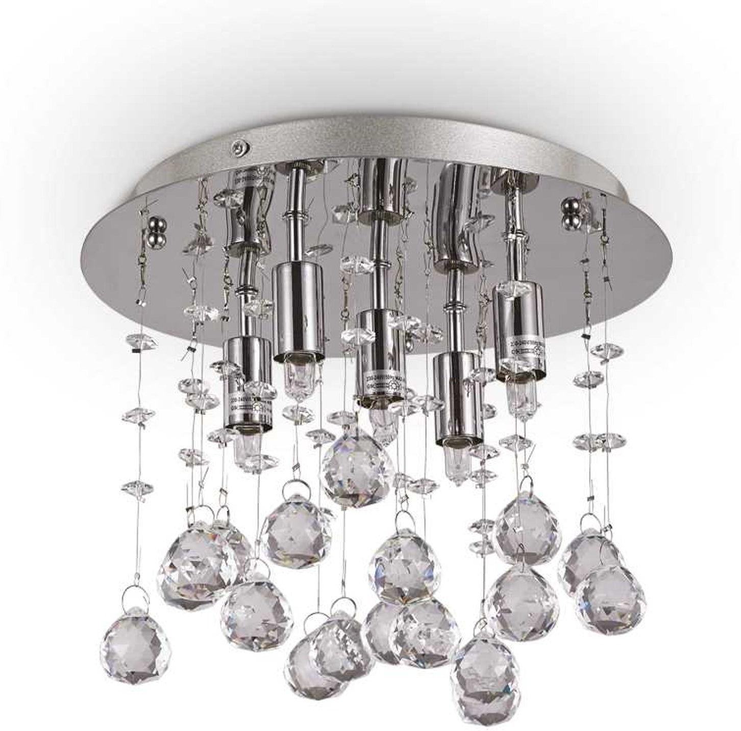 Elegant Loftslampe i Krom med Krystaller - Moonlight Serie