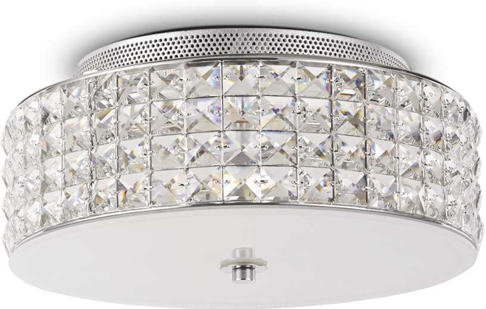 Elegant loftslampe i hvid krom med krystaller - Stilsikker belysning
