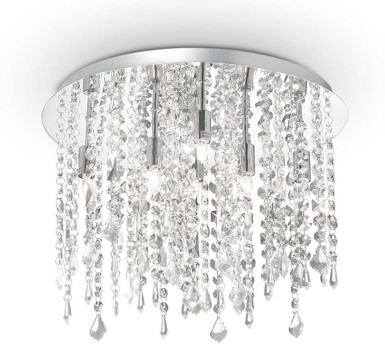 Loftslampe i Krom med Krystaller - Elegant Belysning!
