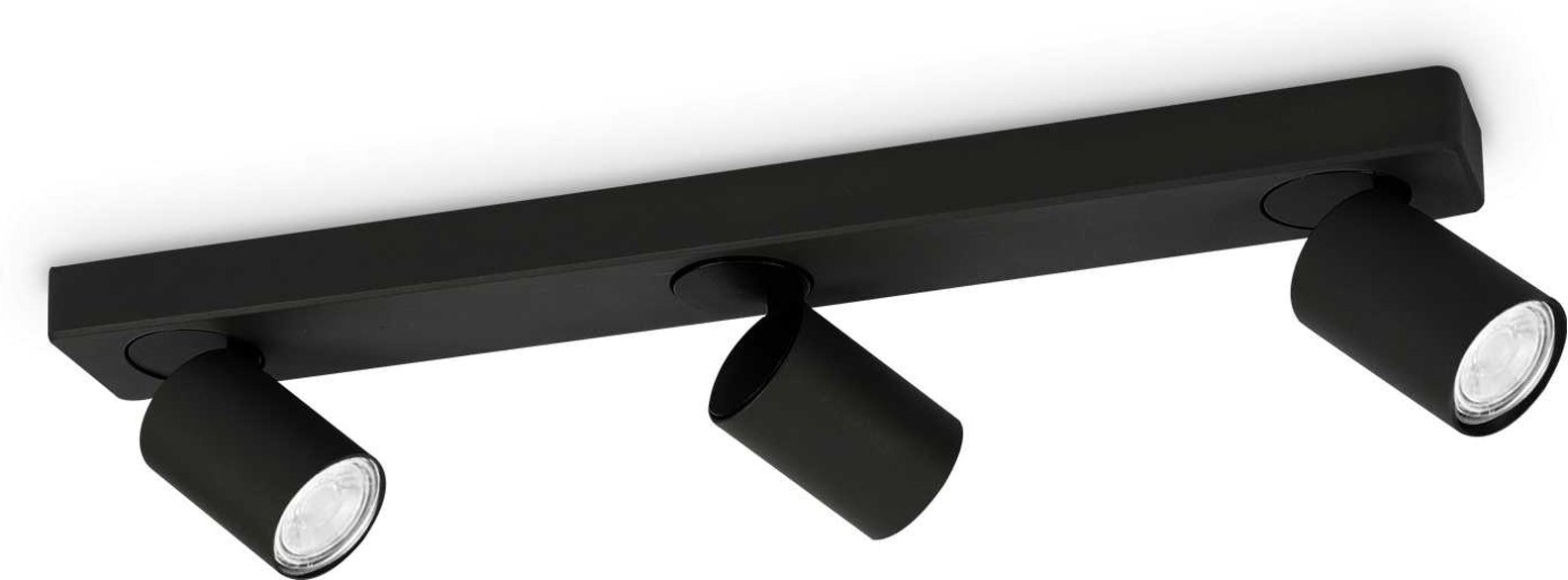 Loftslampe Ideal Lux Rudy Sort Pulverlakeret Aluminium Med Justerbare Diffusorer 3xgu10 Inkl Pærer 3000k